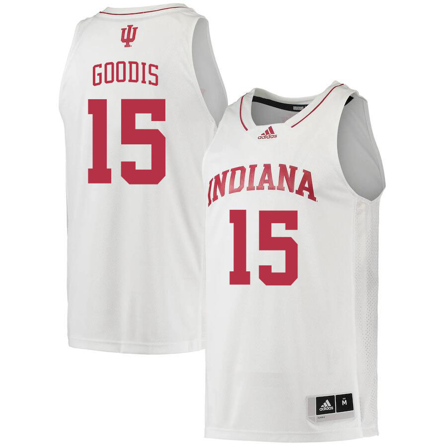 Men #15 James Goodis Indiana Hoosiers College Basketball Jerseys Stitched Sale-White - Click Image to Close